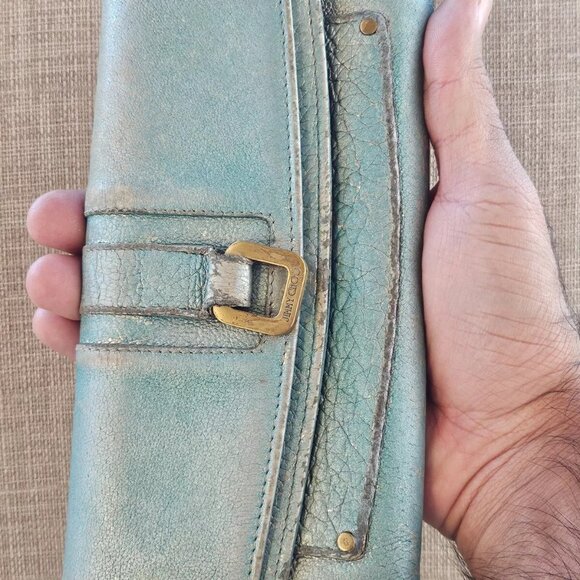 Jimmy Choo Women Cardholder Wristlet Clutch Blue Leather Purse Wallet Made Italy - Picture 1 of 14
